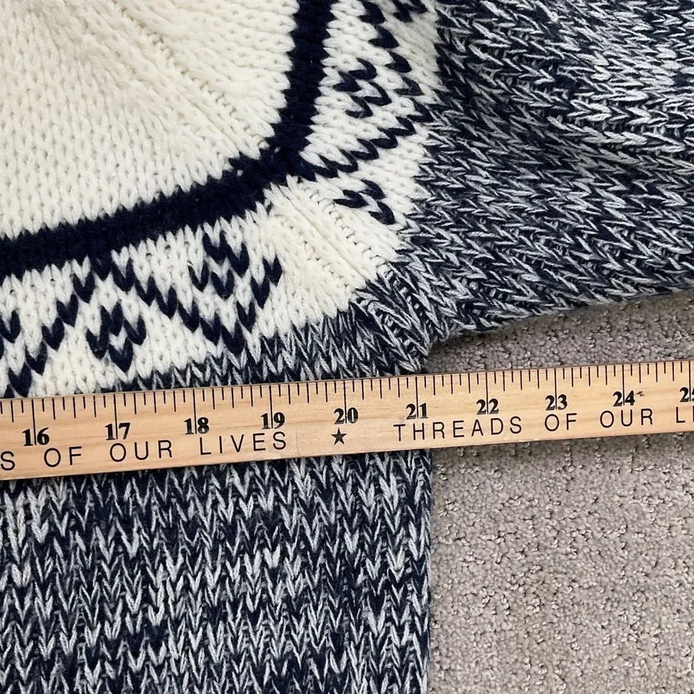 National Sweater Mens L Navy White Geometric Nordic Fair Isle Ski Acrylic VTG‎